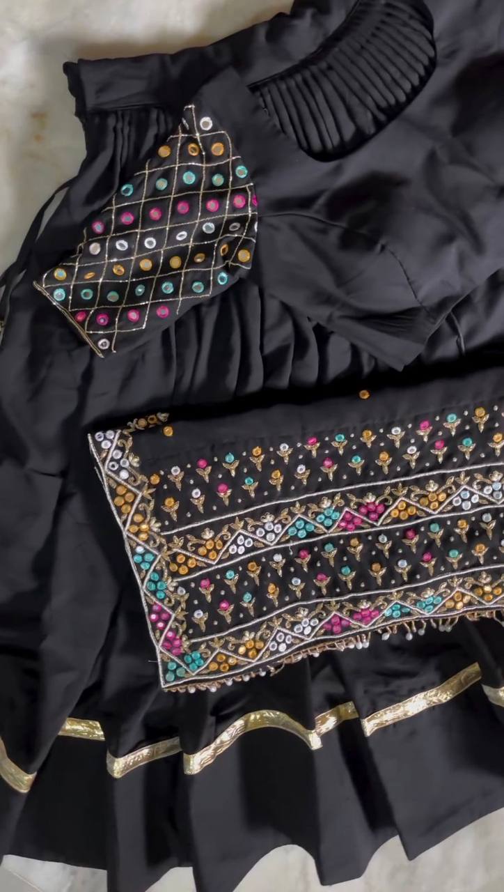 Black Elegant Faux Georgette Semi-Stitched Lehenga Choli Set with Dupatta ClothsVilla