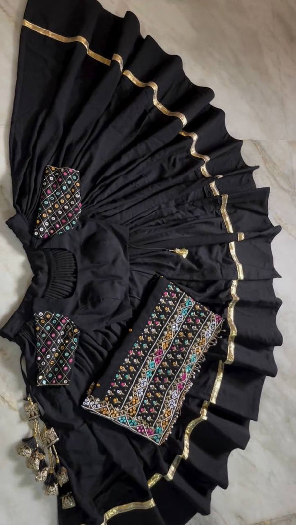 Black Elegant Faux Georgette Semi-Stitched Lehenga Choli Set with Dupatta ClothsVilla