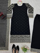 Load image into Gallery viewer, Black Elegant Faux Georgette Thread &amp; Sequin Embroidered Suit Set ClothsVilla