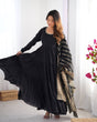 Load image into Gallery viewer, Black Elegant Festive Pure Romansilk Chanderi Anarkali Suit with Banarasi Dupatta Clothsvilla