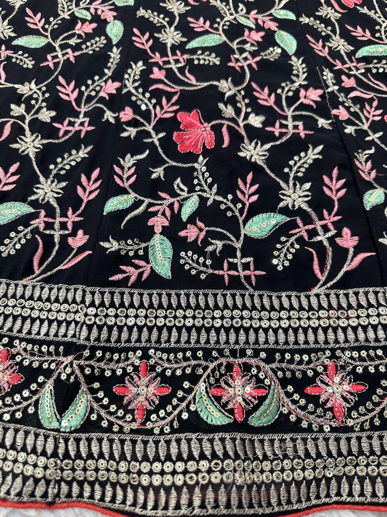 Black Elegant Fox Georgette Co-Ord Set with Sequin & Thread Work ClothsVilla