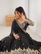 Load image into Gallery viewer, Black Elegant French Crepe Semi-Stitched Lehenga with Multi-Thread &amp; Sequins Embroidery, Unstitched Choli, and Matching Embroidered Dupatta ClothsVilla
