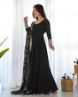 Load image into Gallery viewer, Black Elegant Georgette Anarkali Gown Set – Festive &amp; Wedding Ready