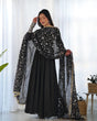 Load image into Gallery viewer, Black Elegant Georgette Anarkali Gown Set – Festive &amp; Wedding Ready