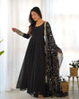 Load image into Gallery viewer, Black Elegant Georgette Anarkali Gown Set – Festive &amp; Wedding Ready