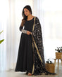 Load image into Gallery viewer, Black Elegant Georgette Anarkali Gown Set – Festive &amp; Wedding Ready