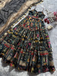 Load image into Gallery viewer, Black Elegant Jimmy Organza Silk Digital Printed Anarkali Gown with Designer Dupatta – 8 Meter Flair ClothsVilla