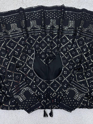Black Elegant Lakhnavi Embroidered Georgette Suit – With Designer Dupatta ClothsVilla