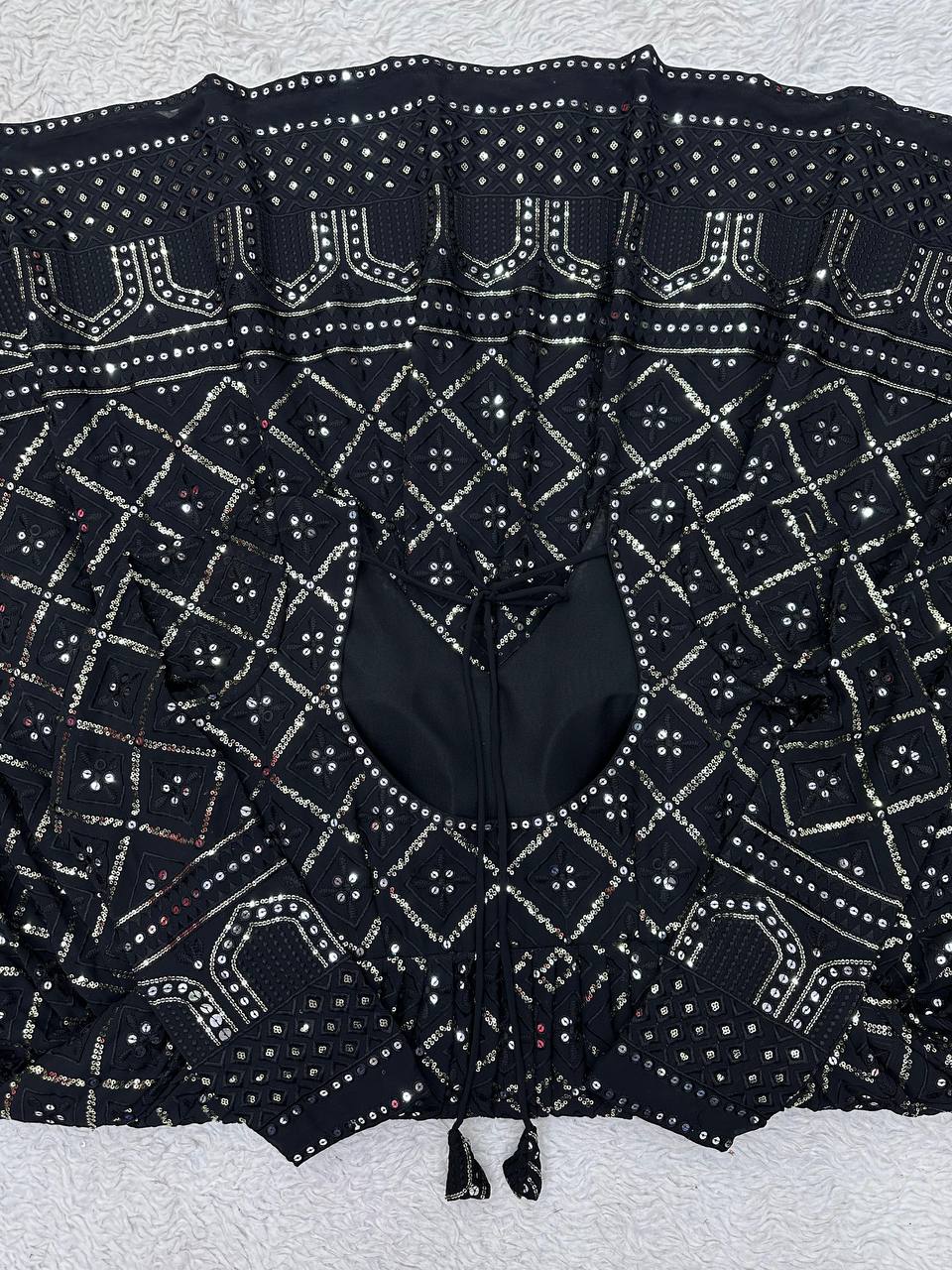 Black Elegant Lakhnavi Embroidered Georgette Suit – With Designer Dupatta ClothsVilla