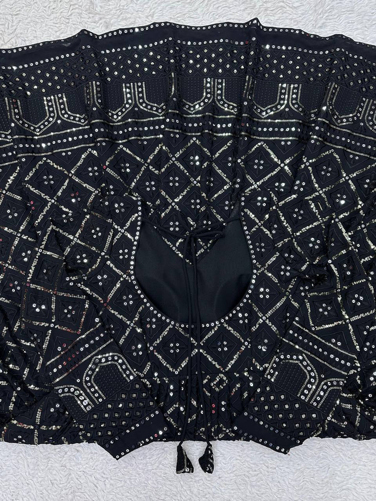 Black Elegant Lakhnavi Embroidered Georgette Suit – With Designer Dupatta ClothsVilla