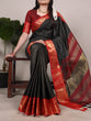 Load image into Gallery viewer, Black Elegant Poly Cotton Saree with Chex Zari Weaving ClothsVilla