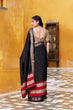 Load image into Gallery viewer, Black Elegant Poly Cotton Saree with Printed &amp; Zari Weaving Work ClothsVilla