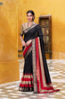 Load image into Gallery viewer, Black Elegant Poly Cotton Saree with Printed &amp; Zari Weaving Work ClothsVilla