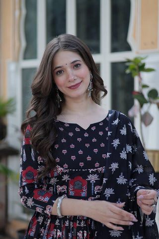 Black Elegant Pure Cotton Ethnic Suit Set – Comfort & Style Combined ClothsVilla