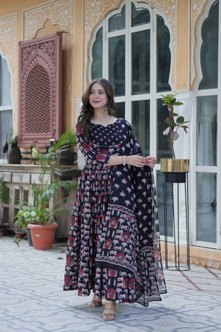 Black Elegant Pure Cotton Ethnic Suit Set – Comfort & Style Combined ClothsVilla