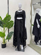 Load image into Gallery viewer, Black Elegant Ready-to-Wear Dhoti Style Set with Shrug &amp; Unstitched Choli ClothsVilla