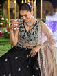 Load image into Gallery viewer, Black Elegant Satin Silk Sequin Embroidered Lehenga Choli with Dupatta – 3.5 Meter Flair, Fully Stitched ClothsVilla