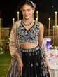 Load image into Gallery viewer, Black Elegant Satin Silk Sequin Embroidered Lehenga Choli with Dupatta – 3.5 Meter Flair, Fully Stitched ClothsVilla