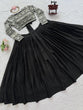 Load image into Gallery viewer, Black Elegant Tabby Organza Lehenga with Thread &amp; Sequin Work Blouse ClothsVilla