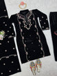 Load image into Gallery viewer, Black Elegant Velvet Ensemble – Luxe Thread &amp; Sequin Work ClothsVilla