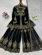 Load image into Gallery viewer, Black Elegant Velvet Ensemble – Top, Plazo &amp; Dupatta ClothsVilla