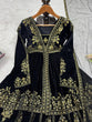 Load image into Gallery viewer, Black Elegant Velvet Ensemble – Top, Plazo &amp; Dupatta ClothsVilla