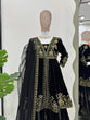 Load image into Gallery viewer, Black Elegant Velvet Ensemble – Top, Plazo &amp; Dupatta ClothsVilla