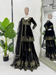Load image into Gallery viewer, Black Elegant Velvet Ensemble – Top, Plazo &amp; Dupatta ClothsVilla