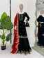 Black Elegant Viscose Velvet Embroidered Sharara Set ClothsVilla