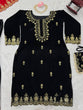 Load image into Gallery viewer, Black Elegant Viscose Velvet Embroidered Sharara Set ClothsVilla