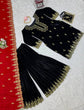 Load image into Gallery viewer, Black Elegant Viscose Velvet Embroidered Sharara Set ClothsVilla