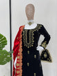 Load image into Gallery viewer, Black Elegant Viscose Velvet Embroidered Sharara Set ClothsVilla
