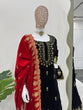 Load image into Gallery viewer, Black Elegant Viscose Velvet Embroidered Sharara Set ClothsVilla