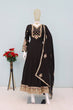 Load image into Gallery viewer, Black Embroidered Chinon Gown with Dupatta – Fully Stitched ClothsVilla
