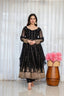 Black Embroidered Kali Cut Gown ClothsVilla