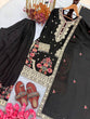 Load image into Gallery viewer, Black Embroidered Sequins &amp; Dori Work Plazzo Set ClothsVilla