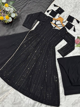 Black Embroidered Top Sharara Set ClothsVilla