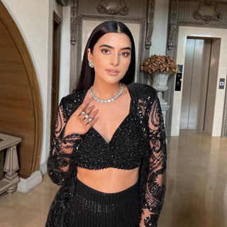 Black Ethereal Butterfly Net indo western ClothsVilla