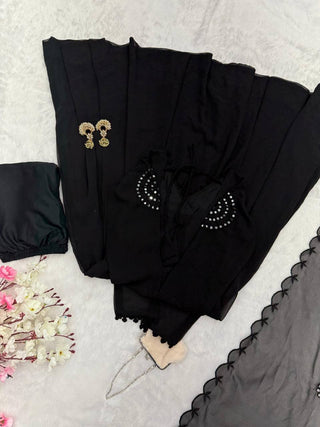Black Exclusive Georgette Anarkali Set with Mirror Work Eid Special Clothsvilla