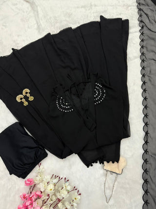 Black Exclusive Georgette Anarkali Set with Mirror Work Eid Special Clothsvilla