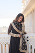 Load image into Gallery viewer, Black Faux Blooming Gown with Dupatta Featuring Attractive Embroidered Sequins Work and Lace Border ClothsVilla