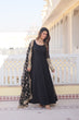 Load image into Gallery viewer, Black Faux Blooming Gown with Dupatta Featuring Attractive Embroidered Sequins Work and Lace Border ClothsVilla