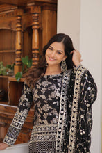 Load image into Gallery viewer, Black Faux Blooming Sequins &amp; Zari Embroidered Readymade Gharara Suit Set ClothsVilla