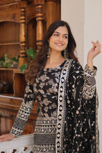 Load image into Gallery viewer, Black Faux Blooming Sequins &amp; Zari Embroidered Readymade Gharara Suit Set ClothsVilla