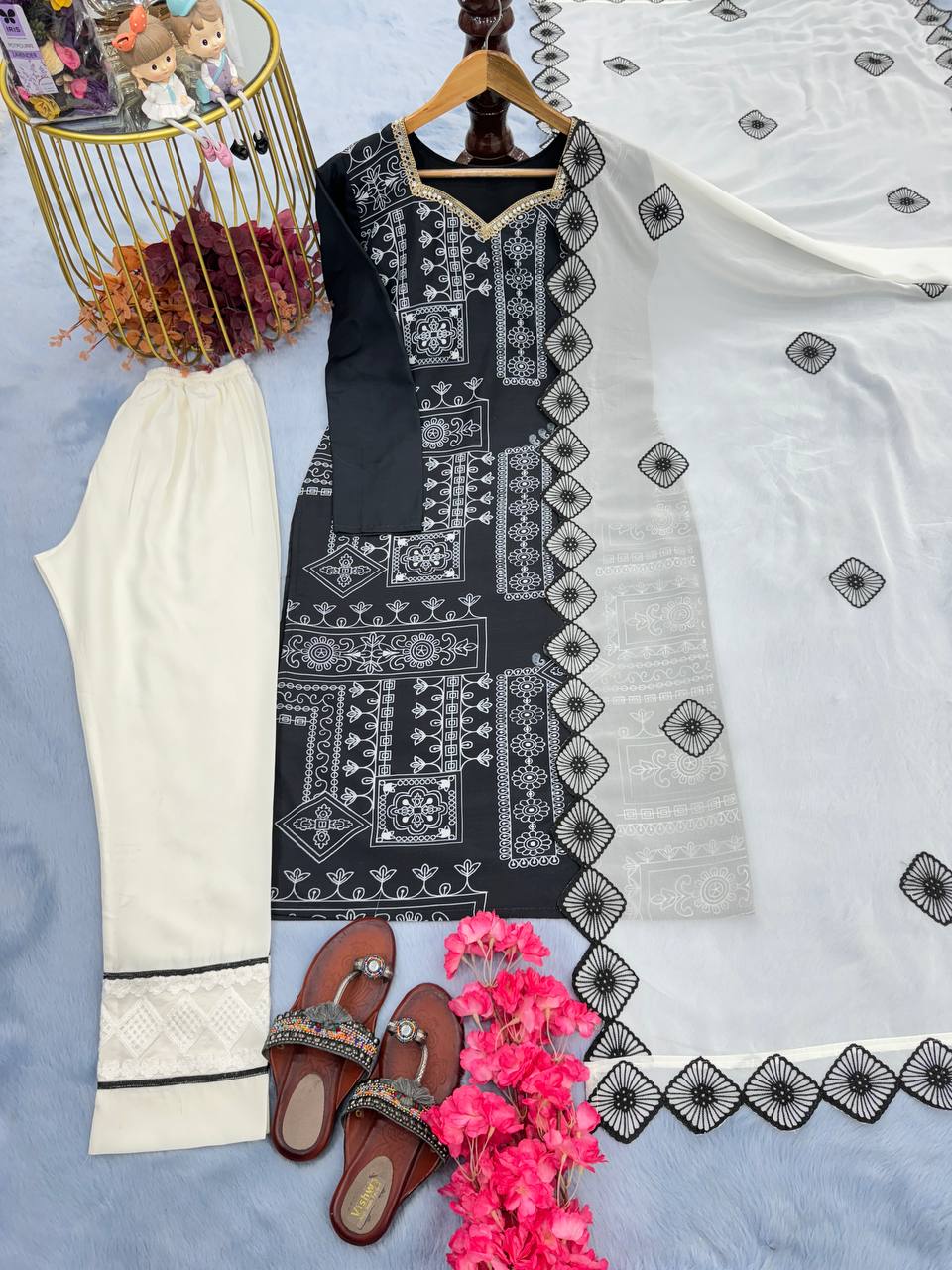 Black Festive Designer Top, Bottom & Dupatta Set – Elegant Party Wear Look Clothsvilla Main image
