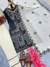 Load image into Gallery viewer, Black Festive Designer Top, Bottom &amp; Dupatta Set – Elegant Party Wear Look Clothsvilla