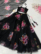 Load image into Gallery viewer, Black Floral Printed Organza Silk Lehenga Set with Handwork Blouse &amp; Dupatta ClothsVilla