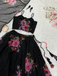 Load image into Gallery viewer, Black Floral Printed Organza Silk Lehenga Set with Handwork Blouse &amp; Dupatta ClothsVilla