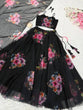 Load image into Gallery viewer, Black Floral Printed Organza Silk Lehenga Set with Handwork Blouse &amp; Dupatta ClothsVilla