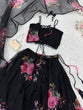 Load image into Gallery viewer, Black Floral Printed Organza Silk Lehenga Set with Handwork Blouse &amp; Dupatta ClothsVilla